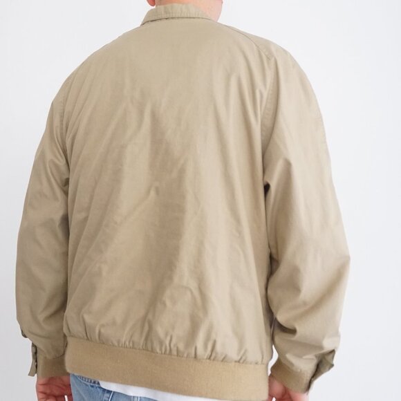 VTG 80s London Fog Outdoors Unlimited Taupe Zip Up Cotton Lined Bomber Coat 44L - Picture 2 of 8
